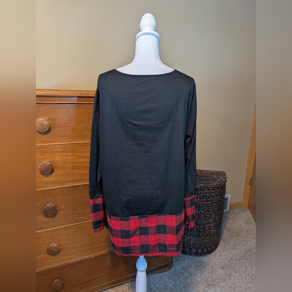SequinReindeer Winter Buffalo Plaid Tunic XXL - Picture 6 of 12